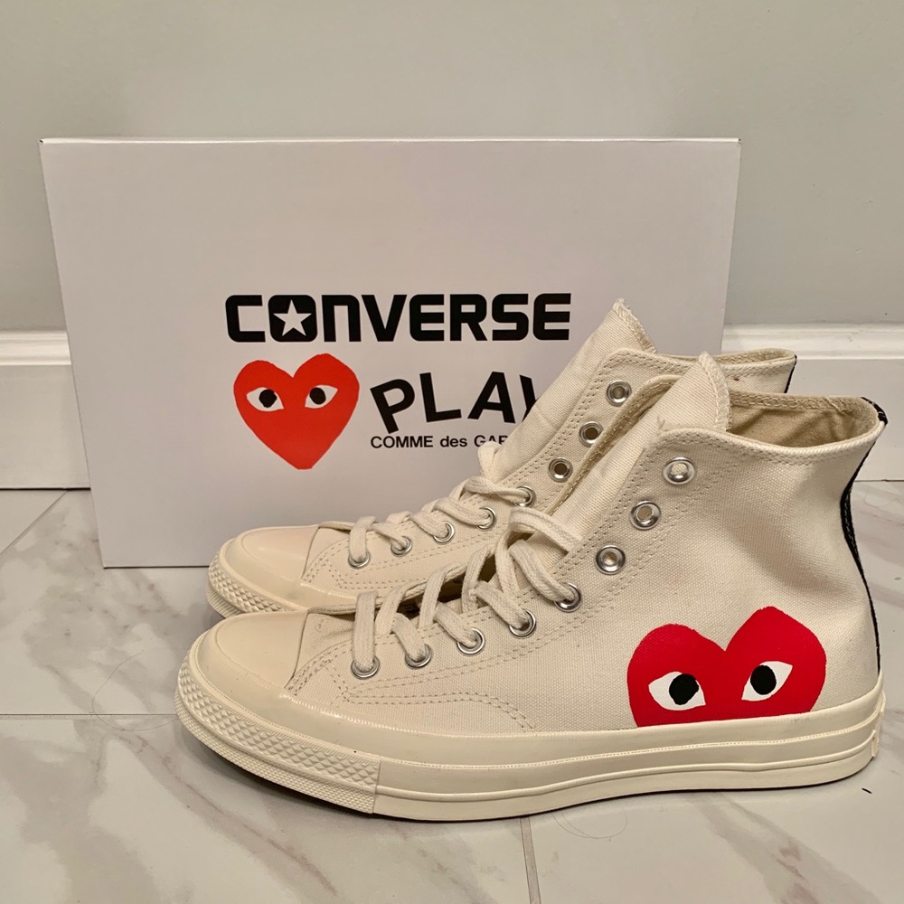 NEW Comme Des Garçons White High Top Converse